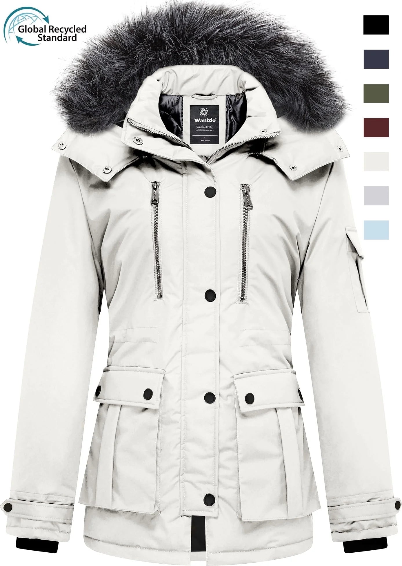 Women'S Winter Coat Thicken Winter Jacket Quilted Parka Coat Puffer Jacket Beige L